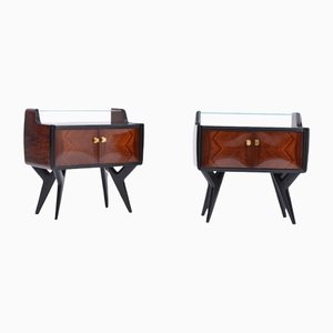 Comodini Mid-Century con base scultorea, Italia, set di 2