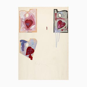 Mario Schifano, Coeurs et Palettes, 1970s, Émail et Collage