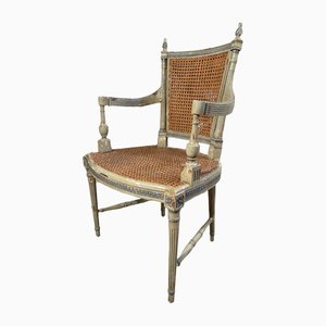 Antique French Louis XV Cane Bergere Show Chair, 1780