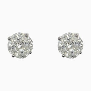 Stud Earrings in 18K White Gold with Diamonds