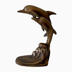 Massive Messing Delphin Figur, Deutschland, 1970er