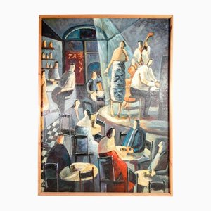 Lajos Markos, Jazz Bar, 1991, Huile sur Toile