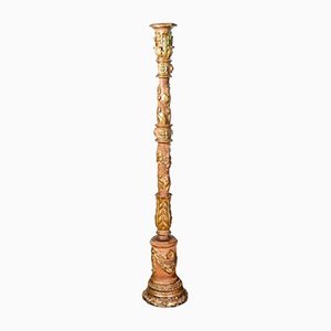 Lámpara de araña de madera tallada y dorada, siglo XVIII