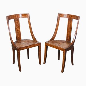 Empire Chairs in Inlaid Walnut Wood, 1800, Set of 2