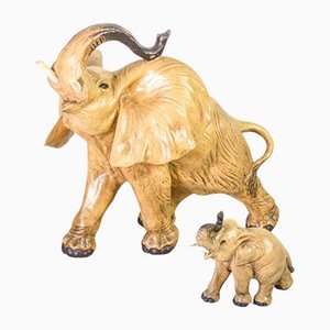 Esculturas de elefante de cerámica de Guido Cacciapuoti. Juego de 2