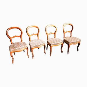 Luigi Filippo Dining Chairs in Walnut, 1800, Set of 4