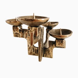 Brutalistischer Vintage Kerzenständer aus Bronze, 1960er
