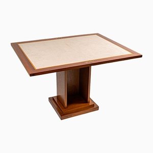 Art Deco Walnut Plating Column Foot Game Table