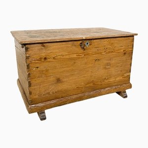 Antique Swedish Tools Chest Trunk in Pine Wood
