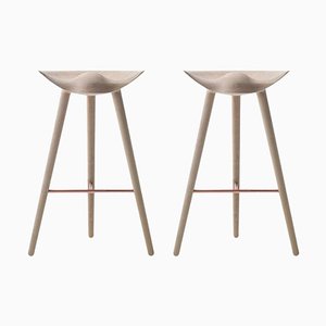 Oak and Copper Bar Stools from by Lassen, Set of 2