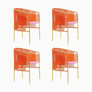 Orange Rose Caribe Dining Chair by Sebastian Herkner, Set of 4