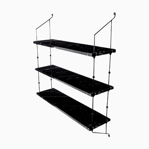 Black Marquina Marble and Black Steel Morse Shelf by Ox Denmarq