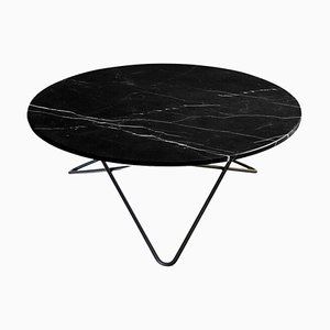 Grande Table Basse O en Marbre Marquina Noir et Acier Noir par Ox Denmarq