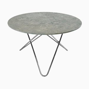 Big Grey Marble and Stainless Steel O Dining Table by Ox Denmarq