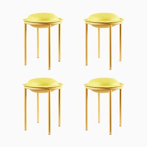 Yellow Cana Stool by Pauline Deltour, Set of 4