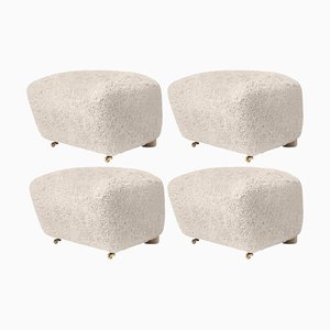 Moonlight Natural Oak Sheepskin The Tired Man Footstools from by Lassen, Set of 4