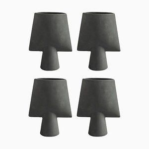 Mini Dark Grey Sphere Square Vase by 101 Copenhagen, Set of 4