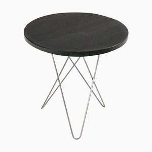 Mini Black Slate and Steel Tall O Side Table by Ox Denmarq