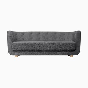 Anthracite Sheepskin and Natural Oak Vilhelm Sofa from by Lassen