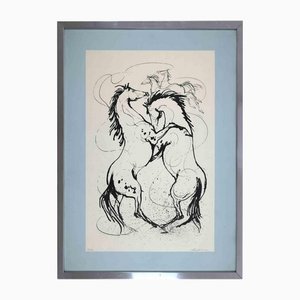 Franco Badellino, Pferde, Original Siebdruck, 1970er