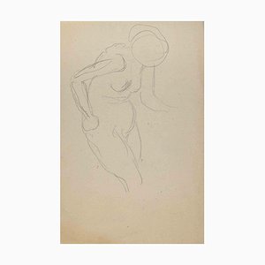The Posing Nude, Original Drawing, Early 20th-Century