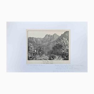 Charlotte Bonaparte, paisaje, litografía original, siglo XIX
