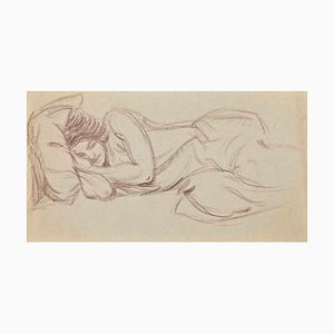 The Lying Down Nude, Original Drawing, Early 20th-Century