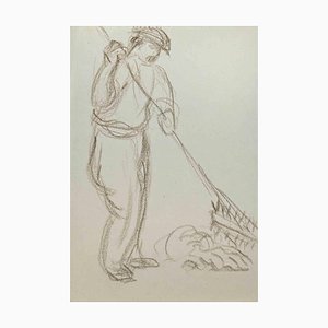 Farmer, Original Drawing, Mid-20th-Century