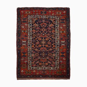 Geometric Dark Blue Malayer Rug with Central Medallion & Border