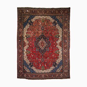 Floral Light Red Meshad Rug with Border and Medallion