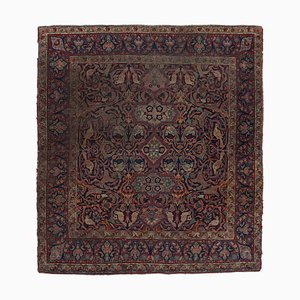 Antique Floral Dark Blue Isfahan Rug with Central Medallion and Border