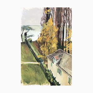 Isaac Charles Goetz, La rue du clocher de Saint-Sulpice, 1939, Aquarell auf Papier