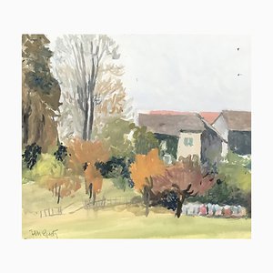 Isaac Charles Goetz, Paysage de campagne, 1938, Watercolor on Paper