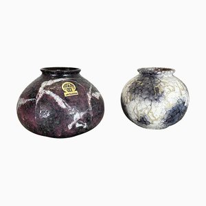 German Abstract Fat Lava Pottery Vases from Ruscha, 1970s, Set of 2