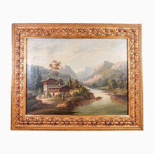 Y Levy, Mountain Landscape, Oil on Canvas, Framed