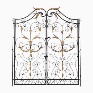 French Decorative Iron and Gilt Metal Gates, 1050s, Set of 2