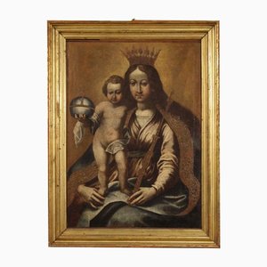 Madonna with Child, 17th-Century, Oil on Canvas, Framed