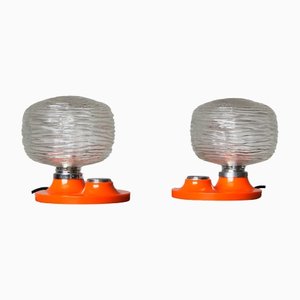 Vintage Space Age Table Lamps in Orange by Hillebrand for Hillebrand Lighting, Set of 2