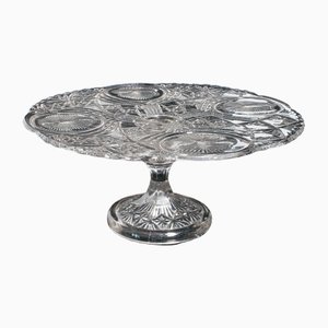 Vintage French Cake Stand in Cut Glass, 1950