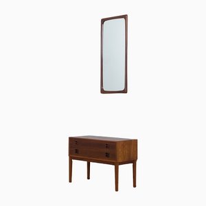 Danish Rosewood Entry Chest with Mirror, Set of 2