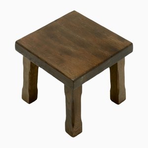 Brutalist Side Table in Solid Oak, 1960s