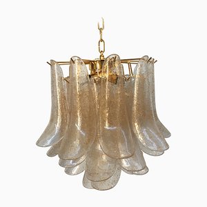 Transparent and Gold “Selle ” Murano Glass Chandelier from Murano Glass