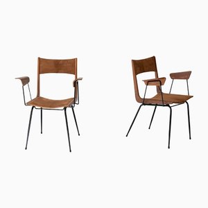 Boomerang Armchairs in in Suede Leather by Carlo Ratti, Set of 2
