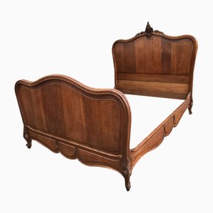 Antique French Bed Rocaille in Oak, 1900s