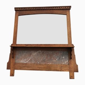 Mirror with Shelf in Oak and Marble, 1920s