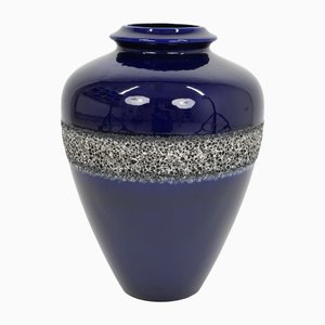 German Fat Lava Floor Vase in Cobalt Blue from Scheurich, 1970s