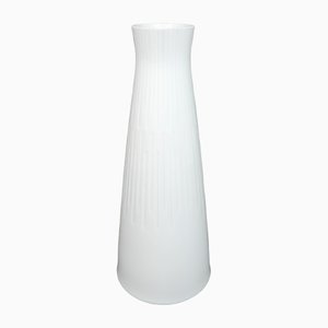 German White OP Art Floor Vase from Scherzer Bavaria, 1960s