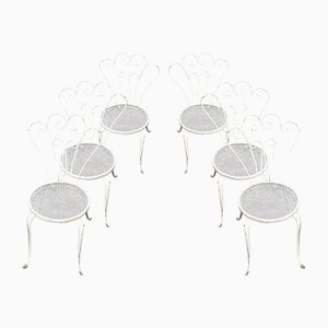 White Lacquered Iron Production Garden Chairs from Casa E Giardino, 1950s, Set of 6
