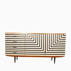 Polish Sideboard with Op’art Manual Painting, 1960s