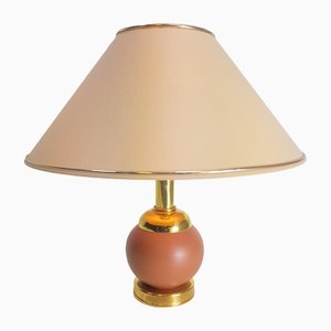Vintage Mid-Century Regency Table Lamp in Brass and Ceramic, 1970s
